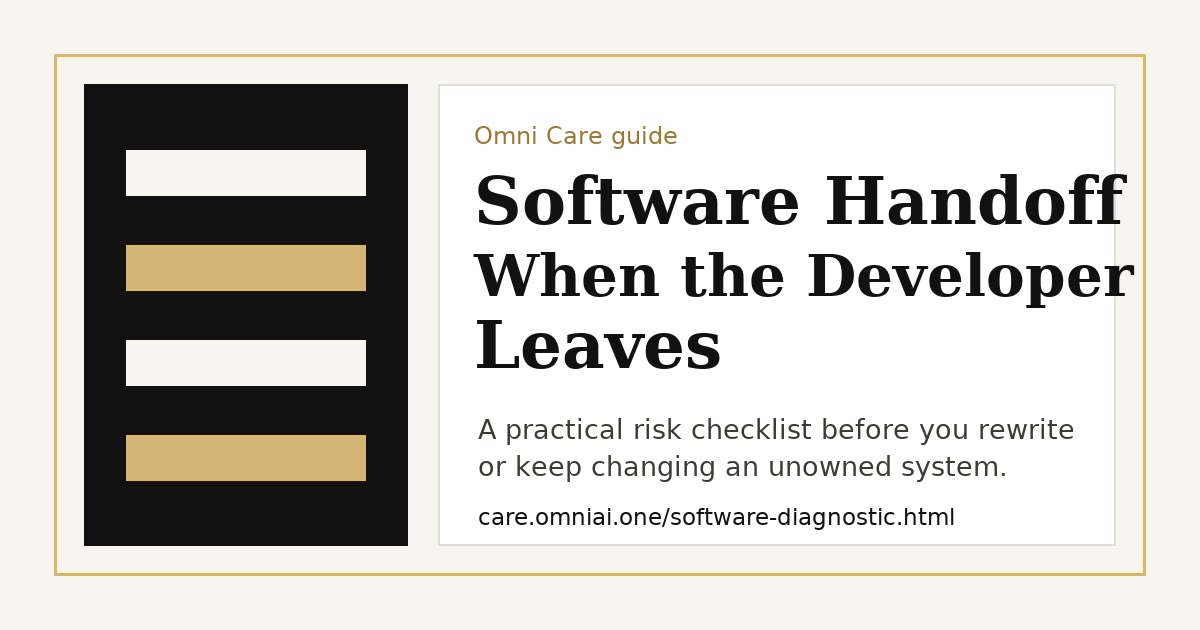 Software handoff checklist illustration for teams whose original developer left.